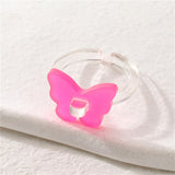 Daiiibabyyy Korean Transparent Acrylic Resin Butterfly Ring for Women Fashion Chic Open Ring Y2K Girls Party Jewelry Friend Gifts