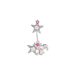 Daiiibabyyy NEW Y2K Cute Stainless Steel Pink Heart Bear Wing Piercing Cartilage Stud Earring For Women Egirl EMO Grunge Jewelry Accessories