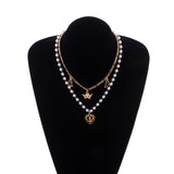 Daiiibabyyy Multi-layer Pendant Necklace Jewelry New Multi-layer Pendant Necklace Female Jumper Chain Personality Tide Cool Hundred