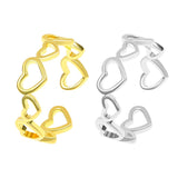 Daiiibabyyy Hollow Heart Shaped Rings for Women Elegant Adjustable Engagment Ring Heart Boho Heavy Metal Crystal Heart Ring Fine Jewelry