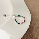 Daiiibabyyy Delicate Shinning Colorful Zirconnia Adjustable Rings For Women Korean Style Simple Fashion Jewelry Ring