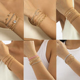 Daiiibabyyy IngeSight.Z Multilayer Crystal Rhinestone Bracelet Bangles for Women Punk Cuban Tennis Chain Heart Beaded Bracelets Set Jewelry