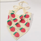 Daiiibabyyy Classic Colorful Daisy Flower Strawberry Knitted Headband for Women Summer Triangle Bandana Turban Hair Accessories Gifts daiiibabyyy