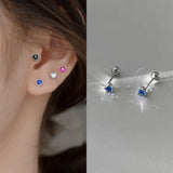Daiiibabyyy Y2k 2000s Aesthetic Piercing Flat Cute Heart Stud Earring for Women Colorful CZ Cartilage Tragus Body Jewelry Accessories KAE241