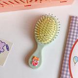 Daiiibabyyy 1pc Brush Anti-static Non-slip Handle Hair Comb Head Scalp Massager Cute Mini Sized Comb Portable Kawaii Cartoon Combs Hairbrush