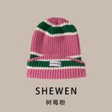 Daiiibabyyy Winter Men Warm Striped Knitted Beanie Hip Hop Cycling Cotton Knit Hat Women Acrylic Ski Cap Skullcap Skullies Gorras