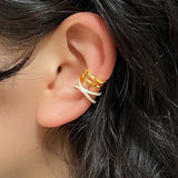 Daiiibabyyy 1PC Fake Piercing Women's Earring Gold Color Iced Out CZ Ear Conch Clip Earing Christmas Gift Fashion Jewelry Accessories KCE218