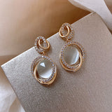 Daiiibabyyy  New Women's Luxury Opals Earrings In 2022 Korean Fashion Jewelry Party Girls Temperament Accessories Unusual Earrings daiiibabyyy