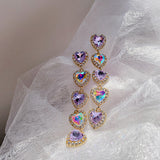 Daiiibabyyy Unique Design Purple Flowers Butterfly Drop Earrings for Women Sweet Fairy Mystery Shiny Crystal Resin Yarn Earring Jewelry