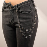Daiiibabyyy Punk Street Butterfly Belt Waist Chain Women Pants Skirt Chain Multi Layer HipHop Hook Trousers Keychain Pendant Street Jewelry