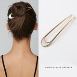 Daiiibabyyy Fashion Hair Accessories Metal U Shape Hair Stick for Women Silver Gold Color Elegant Shell Enamel Hairpin Female Headwear New