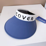 Daiiibabyyy Technology Sunscreen Series Big Cover Printing Empty Top Visor Cap Women Summer Breathable Headband Cap Ice Silk Cold Sun Cap