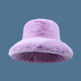 Daiiibabyyy Japanese Large Version of Plush Bucket Hats Women Winter Thickened Large Eaves Cloud Cap Warm Fashionable Fisherman's Hat Men