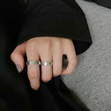 Daiiibabyyy Vintage Simple Trend Punk Hip Hop Roman Numerals Stainless Steel Rings Men Women Couple Adjustable Opening Rings Jewelry Gift