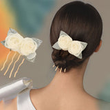 Daiiibabyyy New Net Yarn Flower Leaf Bridal Hair Comb for Girls Hairpin Beige Hair Ornaments Jewelry Wedding Hair Accessories Free Shipping