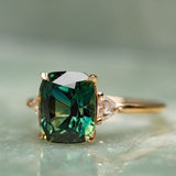 Elegant Square Emerald Ring for Women Fashion Gold Color Inlaid Green Zircon Wedding Rings Bridal Engagement Jewelry daiiibabyyy