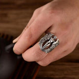 Daiiibabyyy New Punk Retro Lizard Small Dinosaur Ring Mens Open Mouth Hipster Punk Creative Ring
