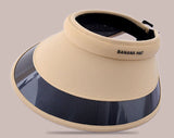 Daiiibabyyy Women Empty Top Hat Summer Visor Foldable Cap Female Hiking Outdoor Sports Solid Anti-UV Beach Hats Fishing Camping Caps