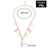 Daiiibabyyy Cute Animal Bear Charms Pendant Necklaces Vintage Hollow Out Peach Heart Chains Choker for Girls Female Fashion Jewelry Party