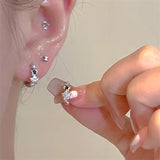 Daiiibabyyy Korean Fashion Crystal Star Hoop Earrings Punk Aesthetic DIY Mini Cute Earrings for Women Y2K Accessory Egirl Jewellery 2000s