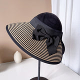 Daiiibabyyy Straw hats for women Visor Empty Top Hat Women's Summer Sunscreen Commuter Sun Hat Bow Rear Elastic Riding Cap