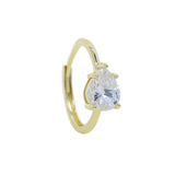 Daiiibabyyy Geometric Tear Drop Square Single Cubic Zirconia CZ Simple Colorful Stone Engagement Ring For Women