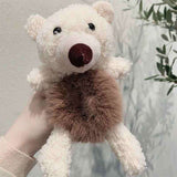 Daiiibabyyy Women Girls Lovely Scrunchies Cute Bear Hair Band Imitation Rabbit Fur Hair Rope Soft Warm Rubber Band Pretty Hair Accessories