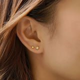 Daiiibabyyy Dainty Mini Star Ear Piercing Stud Earrings for Women Gold Color Zircon Flat Helix Lobe Popular Stacking Fashion Jewelry E372