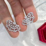 Daiiibabyyy Micro Pave Lace Flower Zirconia Earrings For Women 2022 New Delicate Simple Stud Earring Jewelry Wholesale