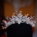 Daiiibabyyy Luxury Pearls Sequins Flowers Hairband Crystal Beaded Tiaras Crowns Rhinestone Pageant Diadem Headpiece Wedding Hair Accessories