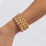 Daiiibabyyy IngeSight.Z 6 Styles Exaggerated Hollow Out Wide Cuff Open Bangles for Women Punk Big Flower & Leaves Wrist Bracelet Jewelry