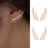 Daiiibabyyy Imitation Pearl Climbing Ear Clip Earings for Women Elegant Korean Ear Accessories for Girls Fashion Jewelry Wholesale E499