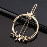 Daiiibabyyy New Women Metal Geometric Hair Clip Round Triangle Moon Barrettes Hairclip Bangs Hair Claws for Lady Girl Hair Accessories Gifts