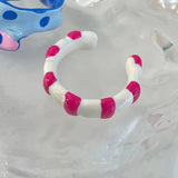 Daiiibabyyy Harajuku Y2K Cool Enamel Colorful Strawberry Wave Point Irregular Open Rings for Women Egirl Sweet Unique Ring Finger Jewelry