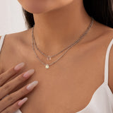 Daiiibabyyy IngeSight.Z Simple Waterdrop Crystal Pendant Necklace for Women Punk Silver Color Clip Beads Choker Necklace Collar Jewelry