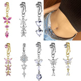Faux Fake Belly Butterfly Fake Belly Piercing Butterfly Clip On Umbilical Navel Fake Pircing Butterfly Cartilage Earring Clip daiiibabyyy