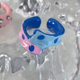 Daiiibabyyy Harajuku Y2K Cool Enamel Colorful Strawberry Wave Point Irregular Open Rings for Women Egirl Sweet Unique Ring Finger Jewelry