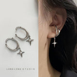 Daiiibabyyy Cross Ear Clips for Women 2024 New Cool Star Pendant  Earrings for Women No Pierced Ears Sense of Luxury Sexy Accessories