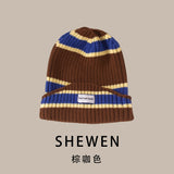 Daiiibabyyy Winter Men Warm Striped Knitted Beanie Hip Hop Cycling Cotton Knit Hat Women Acrylic Ski Cap Skullcap Skullies Gorras
