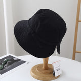 Daiiibabyyy Washed Cotton Rear Split Fisherman Hat Women Summer Korean Version Sunshade Basin Hat Leisure Travel Foldable Bucket Hat