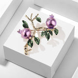 Daiiibabyyy Chinese Style Plant Brooch Pomegranate Women Romance Fashion Jewelry Purple Suit Accessories Enamel Inlay Zircon Free Shipping