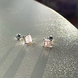 Daiiibabyyy Simple Crystal Stud Earrings for Women Squares Ear Piercing Cartilage Lobe Rook Tragus Helix Flat Body Jewelry for Girls KAE337