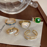 Vintage Personality Europe And American Emerald Ring For Women Design Sense Of Senior Sense Ring Fashion Jewelry wholesale gift daiiibabyyy