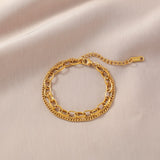 Daiiibabyyy Stainless Steel Layered Golden Pendant Bracelet For Women Retro Punk Gothic Portrait Coin Cross Pearl Bracelet Jewelry