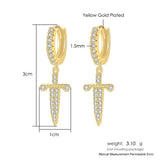 Daiiibabyyy Gold Color Piercing Pendant Hanging Earrings for Women Trend Rivet Sword Butterfly Ankh lobe Hoop Earing Ear Accessories Jewelry