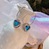 Daiiibabyyy Unique Design Purple Flowers Butterfly Drop Earrings for Women Sweet Fairy Mystery Shiny Crystal Resin Yarn Earring Jewelry