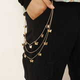 Daiiibabyyy Punk Street Butterfly Belt Waist Chain Women Pants Skirt Chain Multi Layer HipHop Hook Trousers Keychain Pendant Street Jewelry