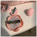 Recommended! Pink Love Heart-Shaped Hairpin 5 PCs Sweet Cute Girls' Hair Accessories Side Clip Super Fairy Flowers Headdress daiiibabyyy