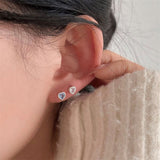 Daiiibabyyy New Fashion Cute Minimalist Heart Stud Earrings Shiny Colorful Crystal Screw-back Tiny Ear Stud Accessory Small Earring Jewelry