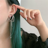2022 Geometric Hollow Double Heart Irregular Metal Chain Tassel Drop Earrings For Women Trendy Cool Girl Ear Jewelry Gifts